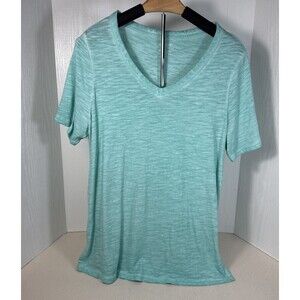 Chico's Side Slits Tee Seaform Green Women's Size 1 Medium Soft Short Sleeve
